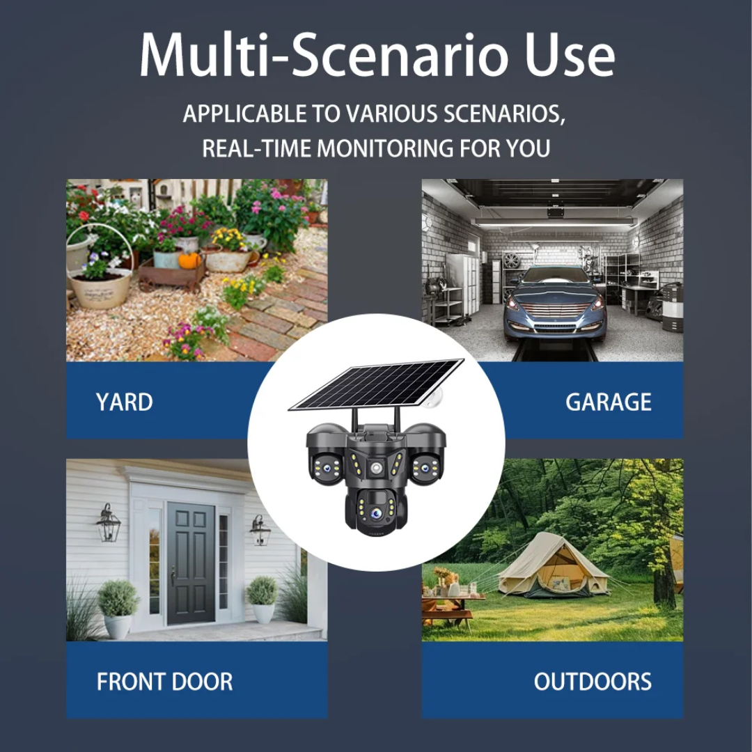 Caméra paneau solaire de 3 objectifs à 360°. ⭐⭐⭐⭐⭐ 4.9